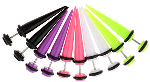 Paowsietiviity 10 Stück 18 g Fake Cheater Ohr Taper Dehnstäbe Dehnungs-Tunnel Schmuck, 1mm, Kunststoff