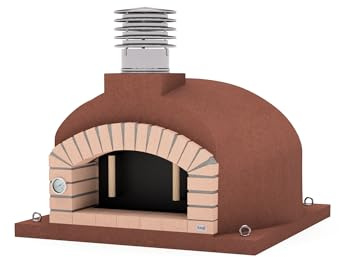 MOVELAR - Horno de Leña Exterior de Obra OLYMPUS MONS (Burdeos - 110 x 110 x 80 cm) - Horno exterior para pizzas y asados, aislado con corcho y triple manta cerámica - REF: M00560