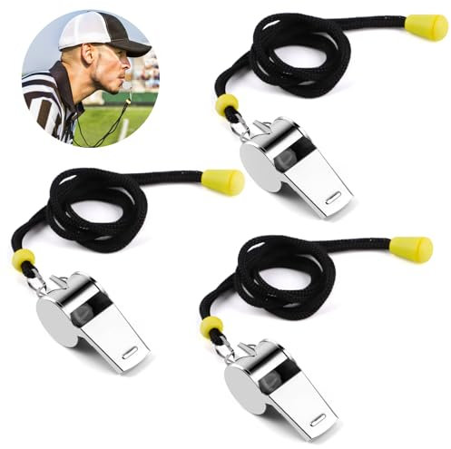 TNOMSNO Trillerpfeife, 3 Stück, Lauter Klarer Klang und mit Umhängeband Schiedsrichter Pfeife, Pfeife für Schulsport, Fußball, Spiele, Outdoor und Hundetraining