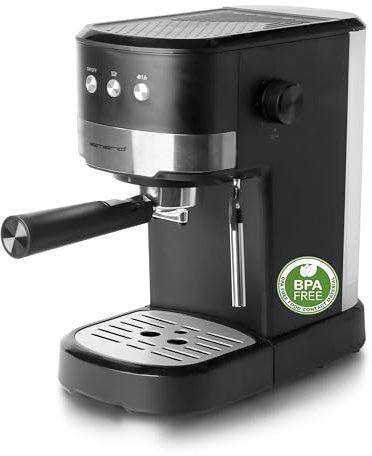 Emerio Espressomaschine STYLE | Siebträger | 15 bar für perfekte Crema | schwenkbare Milchaufschäumer-Düse | 1,25L Wassertank (abnehmbar) | BPA frei | 2in1 Löffel & Bumper | 1100W | ES-131287
