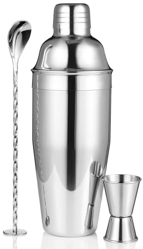 Etens Set shaker per cocktail, set da bar con shaker per cocktail con shaker Martini da 680,4 g, misurino, cucchiaio di miscelazione, miscelatore perfetto per barista domestico, accessori per baristi