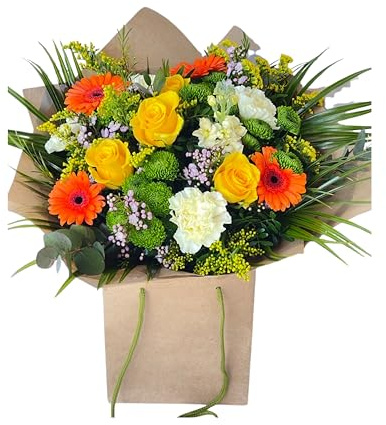 Sunlit Garden Bouquet Fresh Yellow Roses, Gerberas, Seasonal Arrangement for Birthday Celebration,Thoughtful Gift, Long-Lasting Winter Occasion
