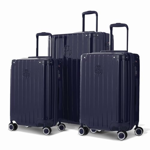 GYL Intemporelle Set de 3 Valises – Cabine + Moyenne + Grande Valise Rigide Légère en 100% Polycarbonate avec Serrure TSA, roulettes Pivotantes et Poignée Ergonomique – Marine