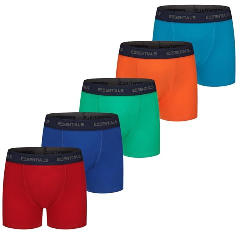 The Essentials Wardrobe Boys TEW 5 Pack Trunks - 12/13 YRS - Bright