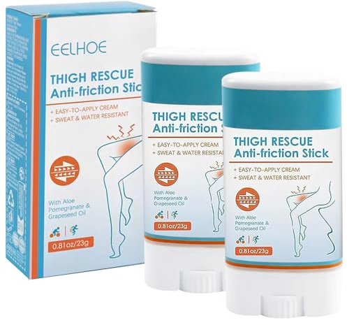 Pack of 2 Anti Friction Cream, Summer Saver Anti Wound Rubbing Stick, Waterproof Anti Chafing Stick Thigh, Anti Chafing Balm for Running Thigh Rubbing and Forearm Heel Protection