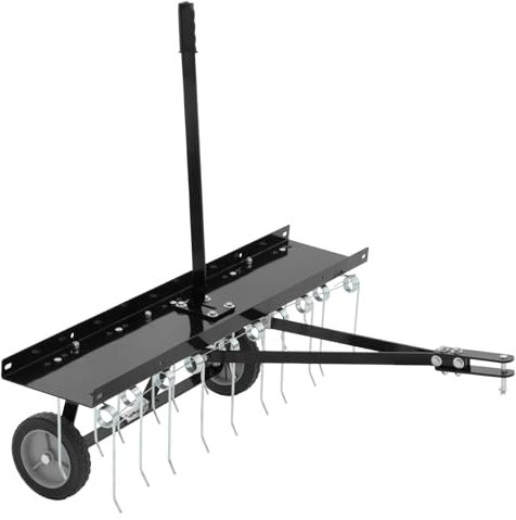 Escarificador de Césped para Tractores Cortacésped, con Muelles de Acero, Ruedas Resistentes 7.5 cm, 101.5 x 80 x 113.5cm, Aireador y Eliminador de Musgo