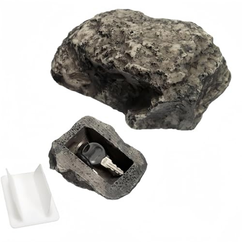 QHFlashbuy Boîte À Clés De Porte,Pierre à Clés Cachette Avec Compartiment Secret,Cache Clef Exterieur,Cachette Clé Secrète pour Jardin et Extérieur,Boîte à Clés Aspect Pierres Pour L'extérieur