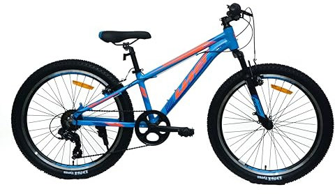 DEPORBIKES Bicicleta 24 Pulgadas niño 9-12 años | Bicicleta montaña + Cuadro Aluminio + 7 Velocidades Shimano + Suspensión Delantera + Frenos V-Break | Ideal para niños