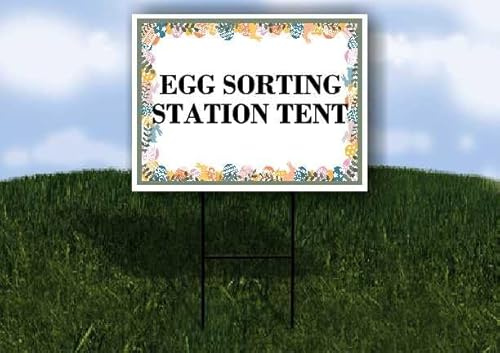 Egg Sorting Station Tent Easter Spring Pastel Eggs Double Sided 18x24 in. Yard Road Sign