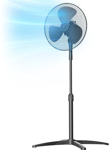 Midea Ventilatore a Piantana 40 cm FS40-25MSE(BL) Motore in Rame Potente, 3 Velocità, Oscillazione 90°, Altezza Regolabile 96–125 cm, Flusso d’Aria 40 m³/min