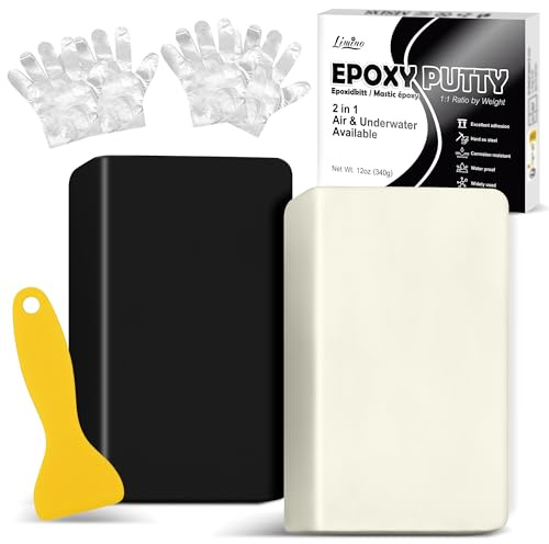 Epoxiharts lera – 340 g, 2 komponenter, epoxireparationsset för reparation av pool, läckor, sprickor, fyllning, modellering – epoxi knådande massa för bindning metall, plast, trä, keramik, skulptur