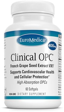 EuroMedica Clinical OPC - Cardiovascular Health & Focus Support Supplement - Dietary Supplement with Grape Seed Extract & Sunflower Lecithin - Immune Support Supplement Formula - 60 Softgels