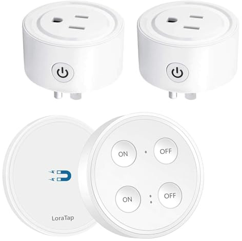 LoraTap Mini Remote Control Outlet Plug: 656ft Range — Wireless Light Switch for Household Appliances — No Wiring — 1 Remote for 2 Outlets