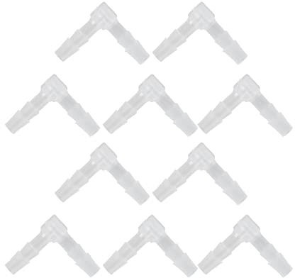 Codo de Manguera de Púas de Plástico, 10 Piezas de 90 Grados de Codo de Manguera de Púas de Plástico Igual Adaptador de Junta de Púas en Forma de L para Accesorios de Manguera de Acuario(10MM)