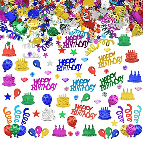 Confetti Geburtstag Deko, Streudeko Farbe Bunt, Glitzer Konfetti für Frauen & Männer