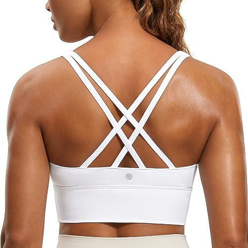 CRZ YOGA Naked Feeling Longline Sports Bras White 10