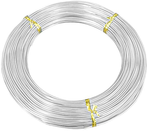 SyiXute 1 Rollos Alambre De Aluminio 1,5 mm x 50 m,Alambre Manualidades,Flexible Alambre De Aluminio,Alambre de Modelado para Joyeria Alambre de Metal Flexible Y Moldeable,Plata
