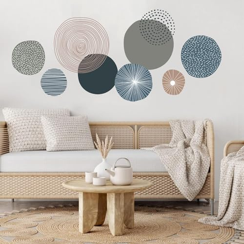 TOARTi Autocollants muraux bohèmes ronds modernes du milieu du siècle pour chambre d'enfant, salon, bureau, décoration d'intérieur