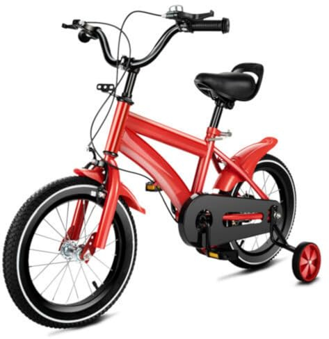 GDSKR 14 Inch Children's Bicycle, with Training Wheel Stabilisers, Girls Boys Outdoor Cycling Bicycle,Removable Stabilisers, Carbon Steel with Adjustable Seat, for 3-6 Years Old (red)