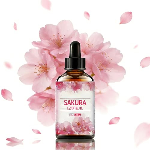 El aceite esencial flor cerezo (30 ml/1 fl oz) es un masaje fragancia duradero adecuado for cuidado piel facial, cuerpo, aromaterapia, jabón esencial, fabricación velas perfume.(1 bottle)
