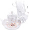 Oak & Steel - Premium Elegant Glass Gin Teapot with Removable Loose Leaf Infuser 800ml - 4 Tea Cups Gift Party Set