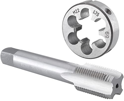 Burkit M22 x 1,75 Gewindebohrer und Schneideisen Set, M22 x 1,75 Maschinengewindebohrer und runde Schneideisen Rechtshänder