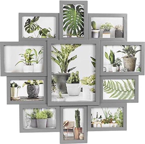 Collagen-Bilderrahmen für 9/11/18 Fotos 15 x 10 cm, Holzoptik, Grau