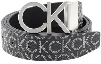 Calvin Klein Herren Gürtel New Mono Belt 3,5 cm Kunstleder, Schwarz (Black Monogram), 85 cm