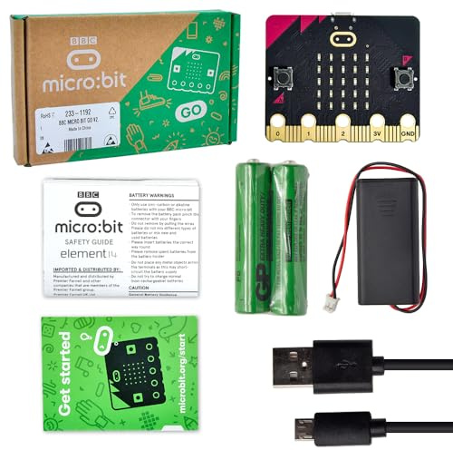 KEYESTUDIO Micro:bit V2 Go Kit de démarrage Original Microbit V2, avec Micro:bit V2, Support de Batterie, câble Micro USB