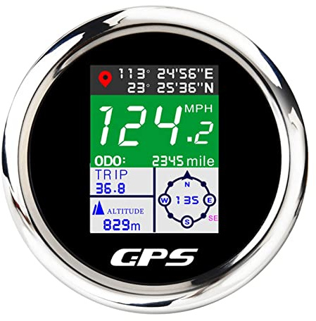 Geloo 85mm TFT Bildschirm Digital GPS Geschwindigkeitsmesser Wasserdicht Einstellbar MPH Knoten Km/h Mit GPS Antenne für Boot Auto Motorrad Kilometerzähler