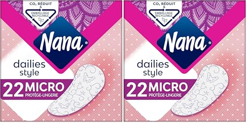 Nana Dailies Style Protège-Lingerie Micro - Protège-Slip Petit et Confortable pour Tous Types de Lingerie - 22 Protège-Slips (Lot de 2)