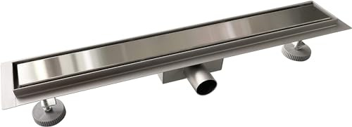 Acezanble Caniveau de Douche Italienne Acier Inoxydable 130 cm Siphon Sol D'évacuation Le Modèle 2 en 1 à Carreler Drain de Douche Rectangulaire Extra Plat Argent