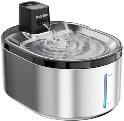 Smartoo Wireless Cat Water Fountain Stainless Steel, 152oz/4.5L Cat Fountain Battery Operated, Cordless Pet Water Fountain for Cats & Dogs with Motion Sensor, Ultra Quiet Pump, Multi-Filtration