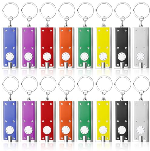 GAOUTO 16 Stück Taschenlampe Schlüsselanhänger, Farbige Mini Taschenlampe, Taschenlampen für Kinder Mini Square LED Keychain Light für Notfall, Outdoor, Camping, Mitgebsel Kindergeburtstag