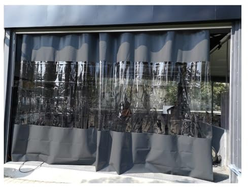 Panneau de séparation extérieur en vinyle pour terrasse et garage, bâches robustes avec couvertures et panneau transparent pour portes de maison (2,7 x 2,5 m)