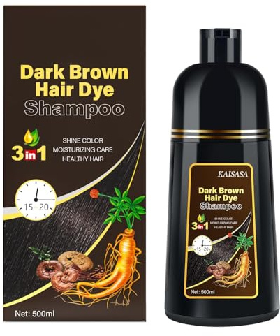 Darkbrown Hair Dye Shampoo 3 in 1 for Women & Men for Gray Coverage, Herbal hair Dye Natural Darkbrown Hair Color for Women
