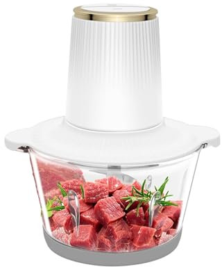Hachoir avec Bol en Verre - Électrique - Hachoir Alimentaire - 2 Vitesses - 2 Litres