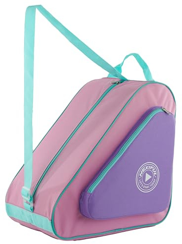 HEXIFUL Skate Bag to Carry Ice Skates, Inline Skates, Roller Skates and Quad Skates for Both Kids and Adults (Violet-Pink/Mint 020)