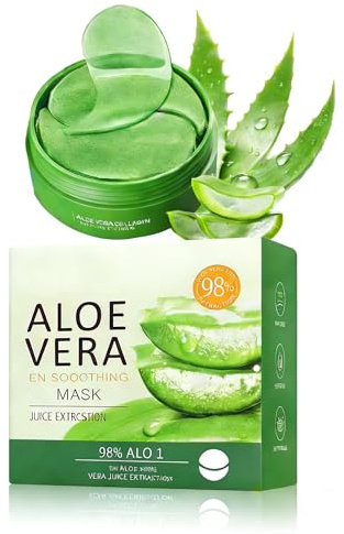 20 Piezas Parches Ojos de Aloe Vera,Mascarilla para Atenuar Ojeras y Puffiness,Hidratación y Mejora de la Apariencia del Contorno Ocular