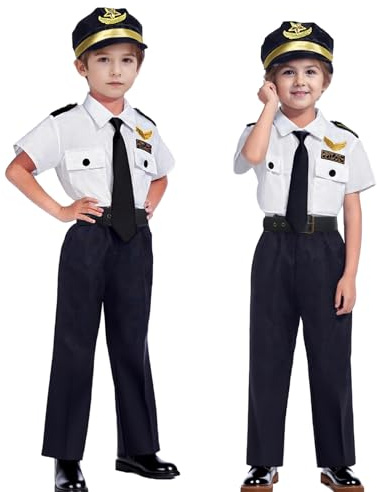 KumSoomliy Kids Pilot Costume for School Day Sailor Outfits for Kids Toddler Dress up Pilot Costume Age 4-5Y