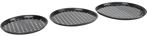 Fafeicy Pan à Pizza en Acier Rond en Carbone Bol à Pâtisserie pour Four, 3 Pcs Professionnels Pas Coller à Pizza avec des Trous, Même Cuire pour des Produits Délicieux et au Boulangerie