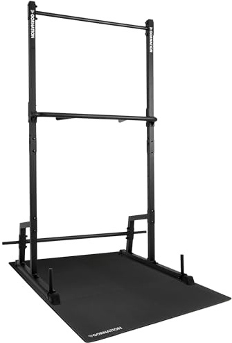GORNATION Power Tower Multifunzione, Pull Up Station, Barra per trazioni, Perfetta per Fintess e Calisthenics, Squat Rack, Altezza Regolabile (Indoor, Con Estensione Dip Bar + Tappeto)