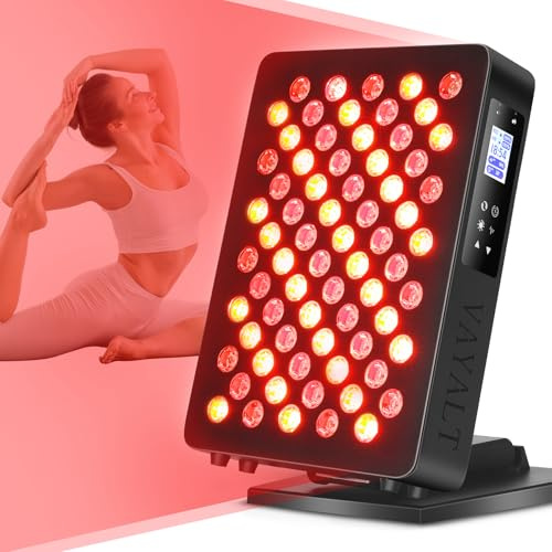 VAYALT LáMpara Luz Roja, LáMpara de Infrarrojos con Temporizador, Terapia Luz Roja para RecuperacióN Muscular, Alivio Del Dolor, 630/660/810/830/850nm Red Light Therapy, Intensidad Ajustable (70 LEDs)
