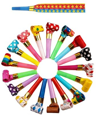 25 PCS Party Blowers,Colourful Party Blower for Kids,Colorful Whistles for Birthday Christmas Graduation Wedding Easter Celebrations Popper New Year for Adults Kids Noisemakers Children's Bag Fillers
