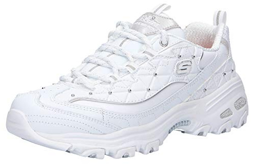 Skechers D'Lites-Floral Days', Baskets Femme,,40 EU Blanc argent Wsl