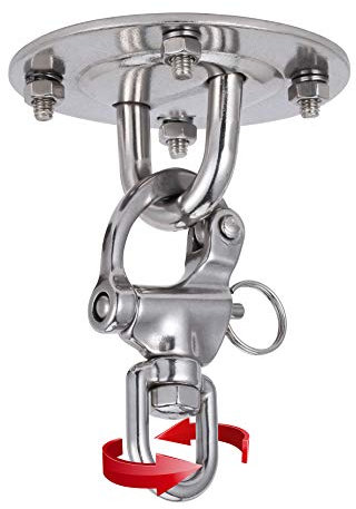KWOKWEI Deckenhaken Hängesessel, Haken Deckenhalterung mit Schraube, Edelstahl Deckenhalter Befestigungshaken mit Schnappschäkel, Augplatte mit Ring bis 500Kg für Liebesschaukel, Yogatuch, Boxsack
