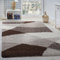 Paco Home Shaggy Teppich Wohnzimmer Hochflor Langflor Weich Geometrisches Muster Modern, Grösse:300x400 cm, Farbe:Braun