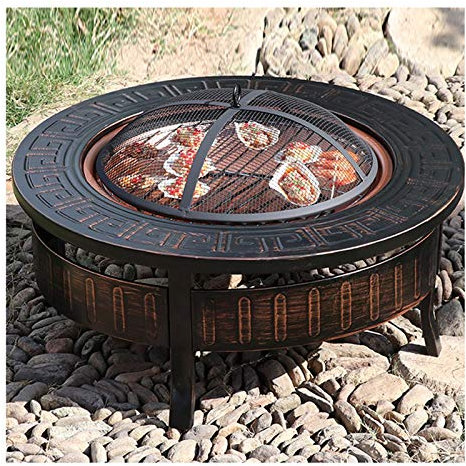 Brasero Exterior Hoguera De La Hoguera De 32 Pulgadas, Cuenco del Fuego De Leña, Parrilla con Póker De La Rejilla De La Cubierta De La Pantalla De La Chispa De La Malla (Color : Style 2)