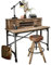 Loberon Schreibtisch Leognan, Industrial-Design, mit Antikem Sekretär-Aufsatz, Zahlreiche Schubladen, Schöne Holzmaserung, Bürotisch, Eisen, Mangoholz, braun/schwarz