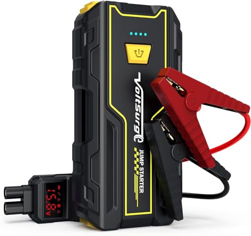 VoltSurge Starthilfe Powerbank, 5000A Spitzstrom, Auto Starthilfe Powerbank für 12V Jump Starter (7,0L Benzin Oder 5,5L Diesel), Starter Powerbank mit LED Taschenlampe